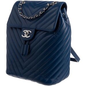 Chanel navy quilted backpack
